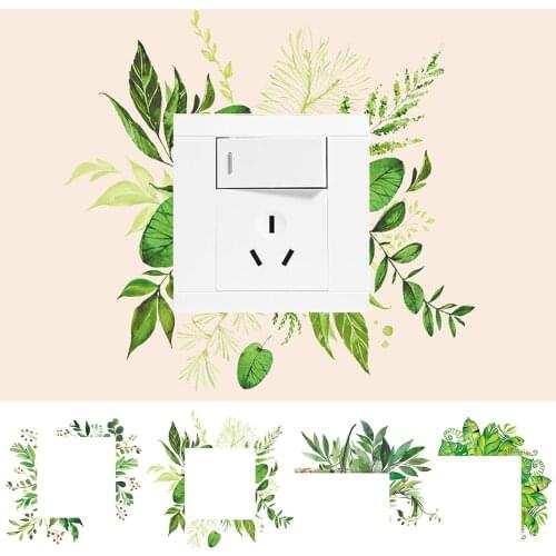 1Pc Green Leaves Waterproof PVC Switch Sticker Home Luminous Switch Protective Cover Wall Sticker Socket Decoration