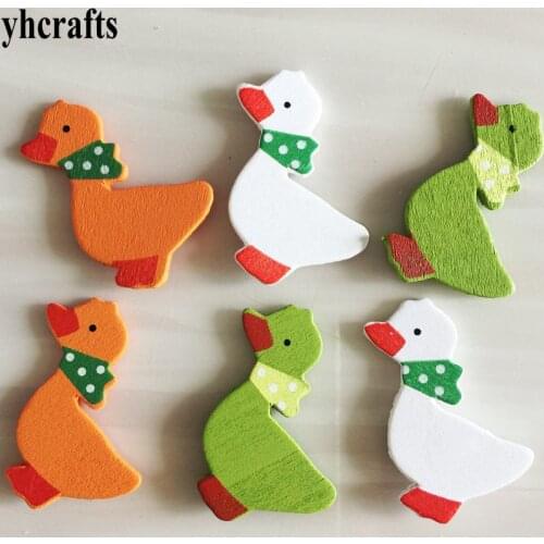 100PCS/LOT,Color duck poultry wood stickers,Easter crafts.Kids room decoration.DIY toys,Craft material,Scrapbooking kit.OEM