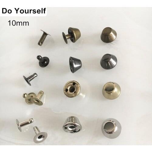 170 Sets of 10mm Bucket Shape Metal Rivet Spike Studs,Punk Rock Bag Belt Leathercraft DIY Rivets,Silver/Pale Gold/Bronze/Black