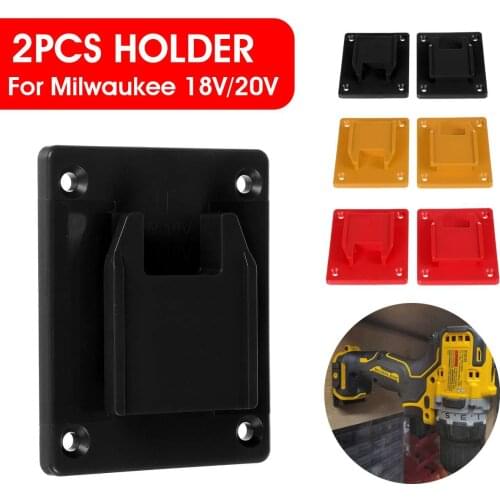 LEOYA 2Pcs ABS Battery Mounts For Milwaukee 18V/20V battery and machine Storage Holder Shelf Rack Stand Slots Battery 3 Colors