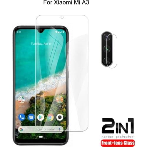2 in 1 For Xiaomi Mi A3 Camera Lens Film & Screen Protector Guard Protective HD Tempered Glass Explosion Proof