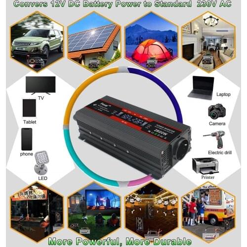 2000W DC 12V To AC 220V LCD Display Inverter Convert Car Inverter Transformer Power Adapter инвертор 12v 220v сварочный инверто