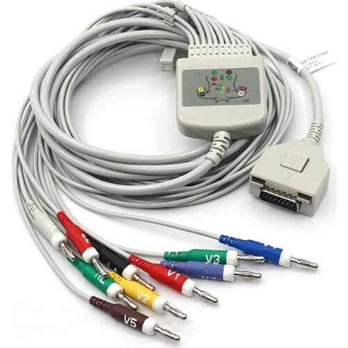 3pcs/Lot Compatible for Nihon Kohden KP-500 10 Lead ECG Cable AHA Banana 4.0 15Pin