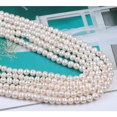 7-8mm Natural Freshwater Pearl Potato Shape With Circle For Handmade Jewelry Materials