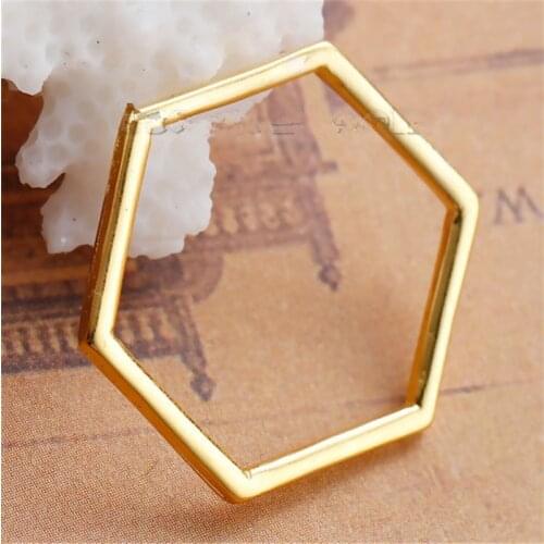 8Seasons Zinc Based Alloy Connectors Findings Honeycomb Gold Plated Hollow DIY Components 22mm( 7/8") x 20mm( 6/8"), 20 PCs