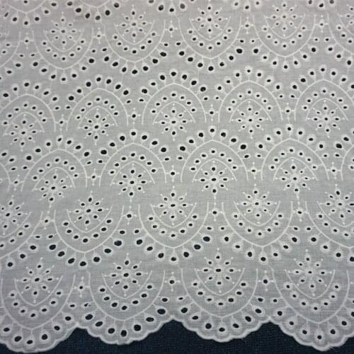 White Geo Pattern Hollow Lace Cloth Embroidered Womens Summer Cotton Cloth Hollow Lace Fabric