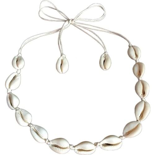 Bohemian Summer Beach Shell Choker Necklaces For Women Teens Girls Summer Fashion Jewelry Chained Shell Pendants Necklace
