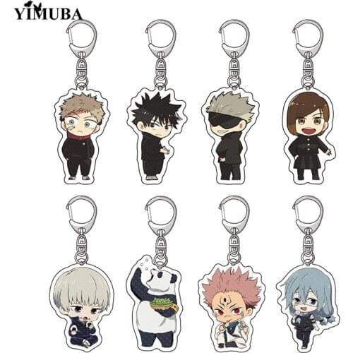 Kawaii Jujutsu Kaisen Key Chain Yuji Itadori Gojo Satoru Fushiguro Megumi Cosplay Anime Figures Acrylic Keychain Bag Charm Gift