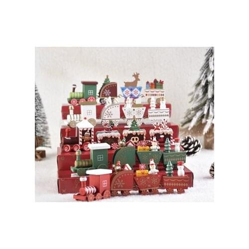 Wooden Christmas Train 2020 Christmas Decorations For Home Xmas Navidad Kids Gift Christmas Ornament New Year 2021 Decor 1pc
