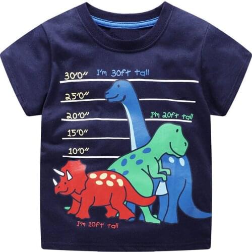 Jumping Meters Boy Tops Dinosaurs Printed Shirt Baby Tees Summer Clothes 18 Kids Tshirts For Boys Clothing Children