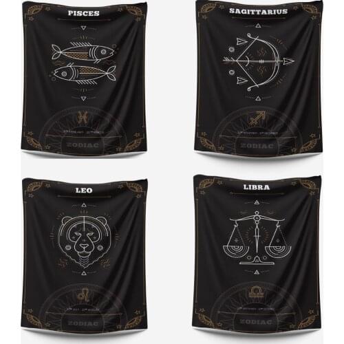 Constellation Tapestry Taurus Acrab Aries Wall Hanging Black Tapestries Tablecloth Beach Towel Bohemian Wall Decor Wall Carpet