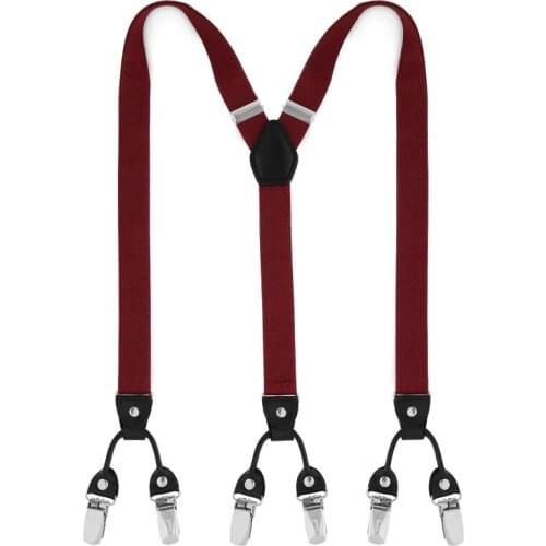 Hot sale Slim adjustable 6 clips braces suspenders underpants with suspenders Fastening for Boys and Girls gifts 2.5cm width