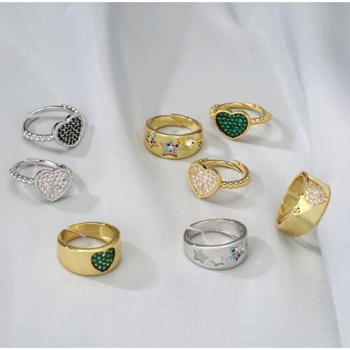 HECHENG,Love Heart Rings ,Black Gold color ,CZ Jewelry Accessries For Women Girls , Fashion 2020