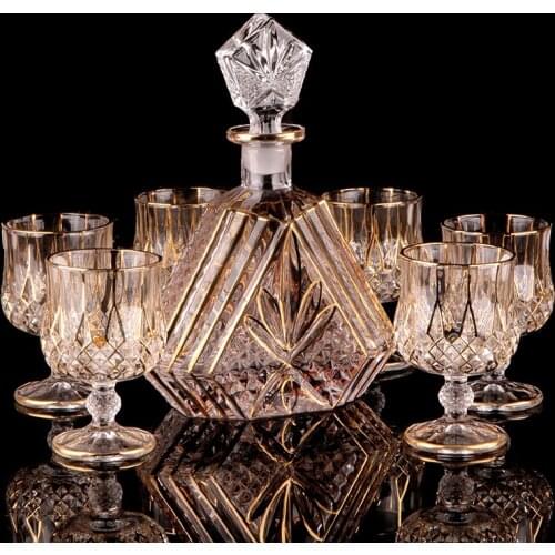 Crystal glass red wine glass whiskey brandy glass and cup wine bottle decanter creative barwarer Household drinkware gift set