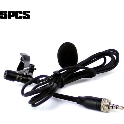5Pcs 1/8" 3.5 mm Stereo Screw Lock Tie Clip Lapel Lavalier Mic Condenser Microphone For UHF Wireless Karaoke System Transmitter