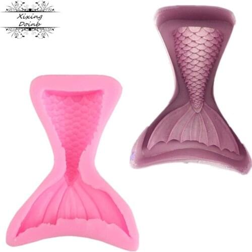 Beautiful mermaid tail shape silica gel mold fish tail fudge cake decoration baking tool soap mold fish tail