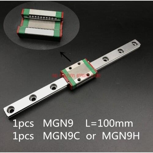 AXK Cnc Router Parts Linear Rail 9mm Linear Guide Mgn9 L= 100mm Rail Way + Mgn9c Or Mgn9h Long Carriage For Cnc X Y Z Axis