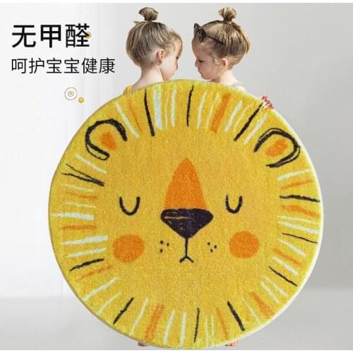 Louies Fashion Cartoon Round Childrens Room Bedroom Bedside Mat Anti Slip Crawling Household Swivel Chair Carpet