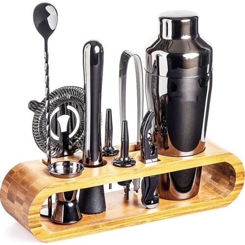 Mixology Bartender Kit: 10-Piece Bar Tool Set with Stylish Bamboo Stand | Perfect Home Bartending Kit