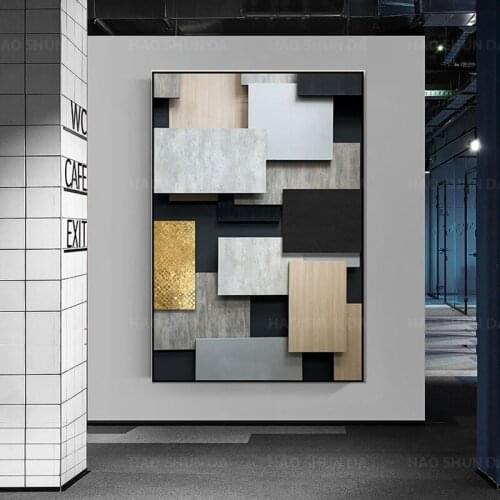 Black and White Blocks Canvas Painting Minimalist Abstract Posters and Print Cuadros Wall Art Picture for Living Room Home Decor