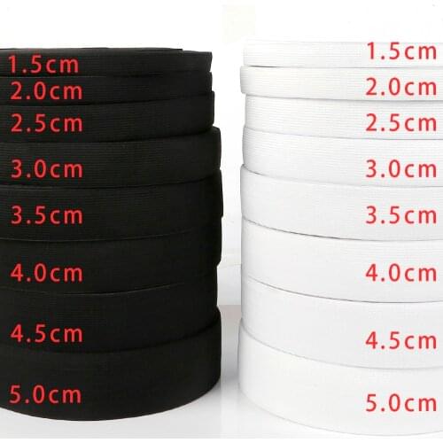 New 5yards/lot Flat Thin Wide Elastic Rubber Band Clothing Nylon Webbing Garment Sewing Accessories Black White Multi Size