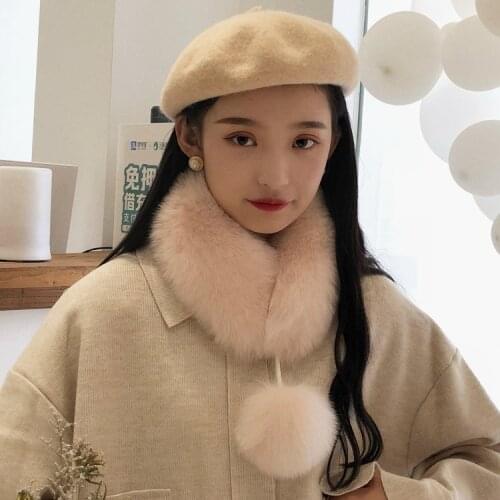 New Arrival Real Fox Fur Neckerchief, Real Fox Fur Collar Fur Neck Scarf ,Women Winter Fox Fur Scarf With Fur Ball