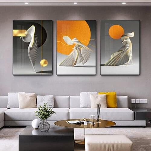 Orange sun canvas poster creative abstract nordic wall art painting posters and prints wall pictures for living room home decor