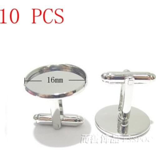 10 PCS Cufflinks Base Wholesale 16 MM Glass Cabochon Alloy Cuff Cufflinks Base Fit DIY Jewelry Material Handmade Boyfriends Gift