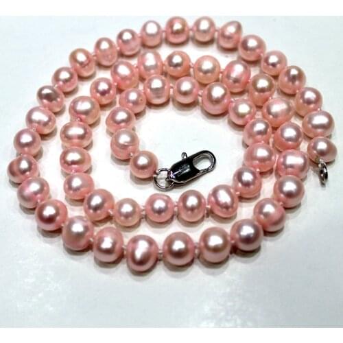 Pink Potato shaped Freshwater Pearl Necklace 7.5-8mm 18INCH