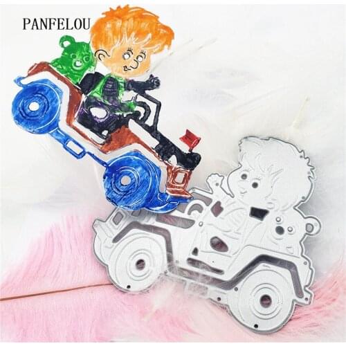 PANFELOU Sports car boy metal craft paper die cutting dies Scrapbooking/DIY Thanksgiving Day Easter Embossing mould cards