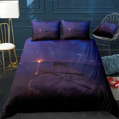 Beach evening lights Quilt Cover Pillowcase 3Piece Comforter Bedding Set With Pillow Case Single Double Duvet Cover Home Decora