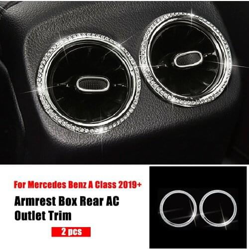 For Mercedes Benz A Class W177 2019-2021 A180 A200 A220 A250 A35 AMG Armrest Box Rear Air Conditioner AC Vent Crystal Trim Ring