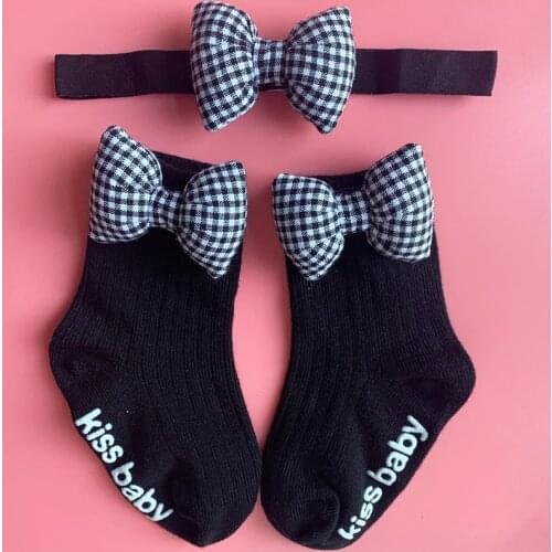 2Pcs/Set Baby Girls Headband Socks Set Crown Bows Newborn Hairband Headbands For Girls Turban Hair Accessories Gifts