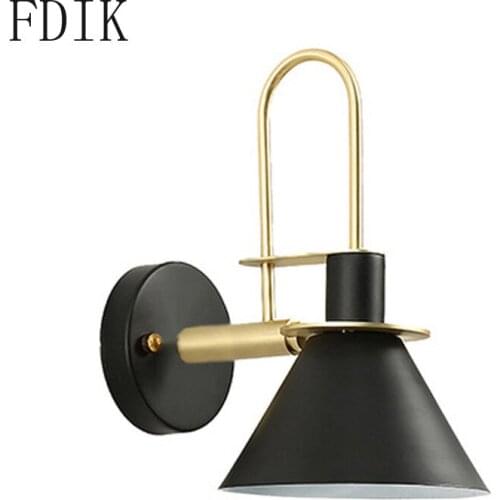 Nordic Simple Metal Led Wall Lights Macaron Horn Industrial Light Fixtures for Home Bedroom Corridor Vintage Decor Lighting E27
