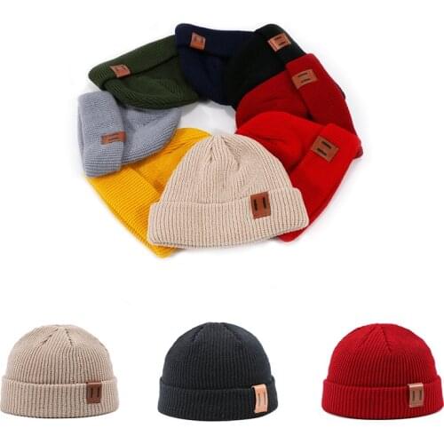Fashion 8 Colors True Casual Beanies Cap for Men Women Warm Knitted Winter Hat Solid Hip-hop Skullies Hat Unisex Retro Navy Cap