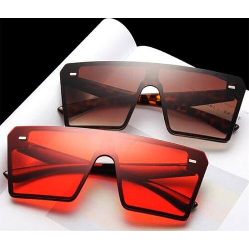 2021 Fashion New Flat Top Oversize Square Sunglasses Women Retro Gradient Sun Glasses Men Blue Big Frame Vintage Eyewear UV400