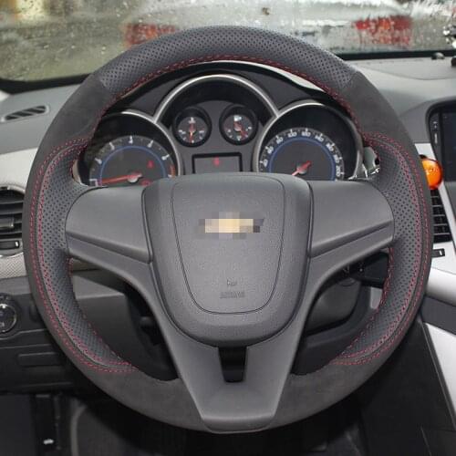 Car- Styling New Anti Slip Swede Leather Steering Wheel Stitch on Wrap Cover For Chevrolet Cruze