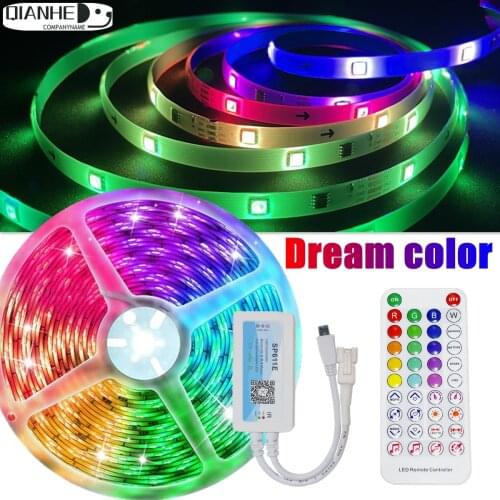 LED Strip Lights RGB 5050 Waterproof Lamp Flexible Tape Diode Bluetooth Dream Color Music Control luces led 32.8FT DC 12V