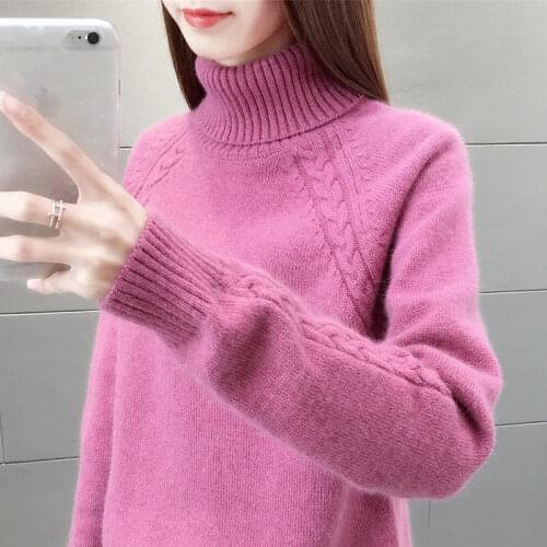 Turtleneck Sweater Women 2021 Autumn Winter New Loose Warm Soft Sweaters Pullover Knitting Short Ladies Solid Bottoming Shirt