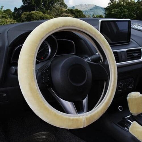 Universal Steering-wheel Plush Car Steering Wheel Covers Hand Winter Faux Interior Accessories & Brake Gear Car Cover fur S G4U0