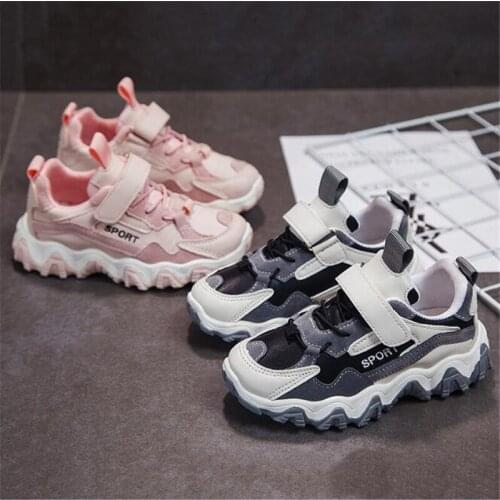 Spring new childrens sports shoes boys' breathable soft sole casual shoes girls' mesh lightweight antiskid running shoes