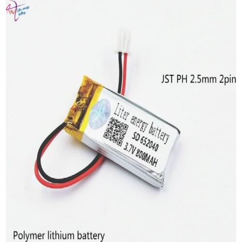 XHR-2P 2.54 800mAh 652040 3.7V polymer battery Bluetooth MP3 wireless speaker recorder