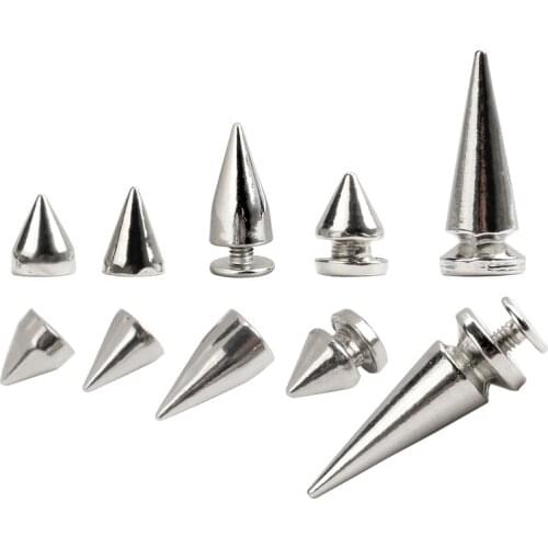 100 sets of metal silver tapered screw rivet stud DIY crafts leather shoe bag clothing punk rivet spike cool decorative button
