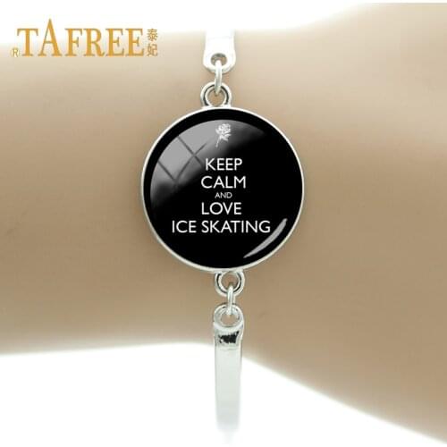 TAFREE Elegant Ballet Figure Skating Pattern Bracelet keep calm and love ice skating Woman Decorative Bracelet Jewelry ST59