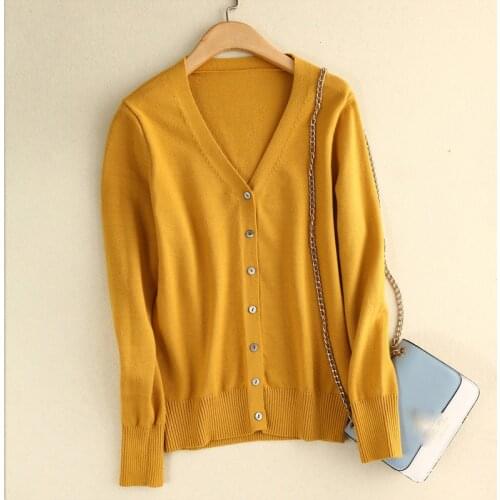 Spring Autumn Short High Waist V-neck Sweater Women Single-breasted Knit Cardigan Small Sweter Women Jacket New Top Femme