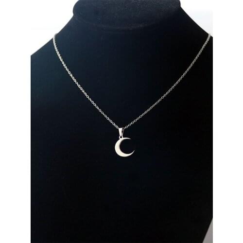 1 piece moon pendant necklace letter C necklace ladies mens fashion simple jewelry gift stainless steel necklace brand necklace