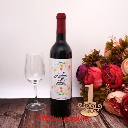 20pcs Custom Personalized Wedding Romantic Flowers Labels Ceremony Wine Bottle Labels Stickers Valentines Day DIY Party Decor