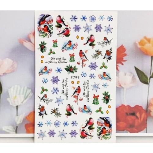 3D Stickers for Nails Snowflake Bird Leaf Christmas Design Fashion Manicure Sticker Accessories Cute Cartoon Nail Art Decoration