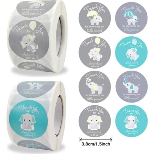 500Pcs Cute Elephant Thank You Stickers for Envelope Seal Labels Gift Packaging Decor Party Scrapbooking Stationery Sticker
