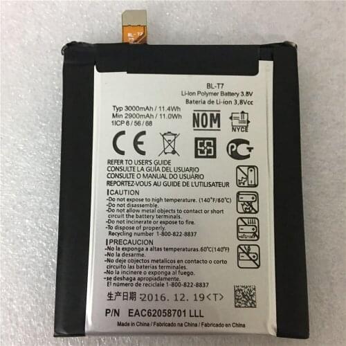High quality mobile phone batteries For LG G2 LS980 VS980 D800 D801 D802 S9801 BL-T7 3000mah bateria free shipping